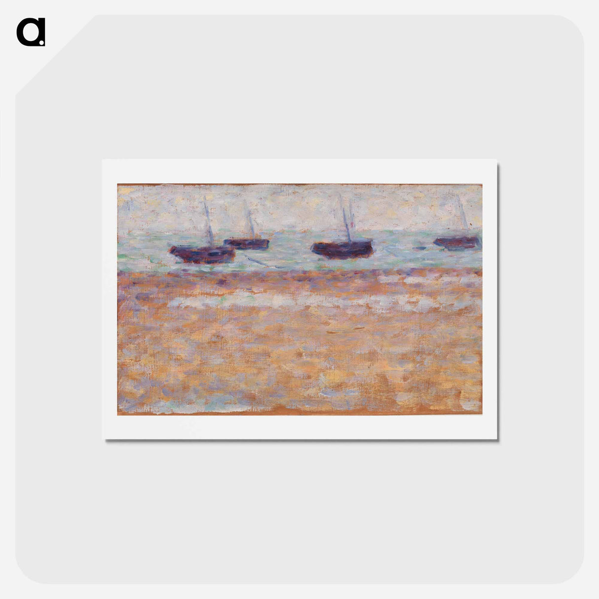 アートポストカード-Four Boats at Grandcamp - ジョルジュ スーラ Postcard.