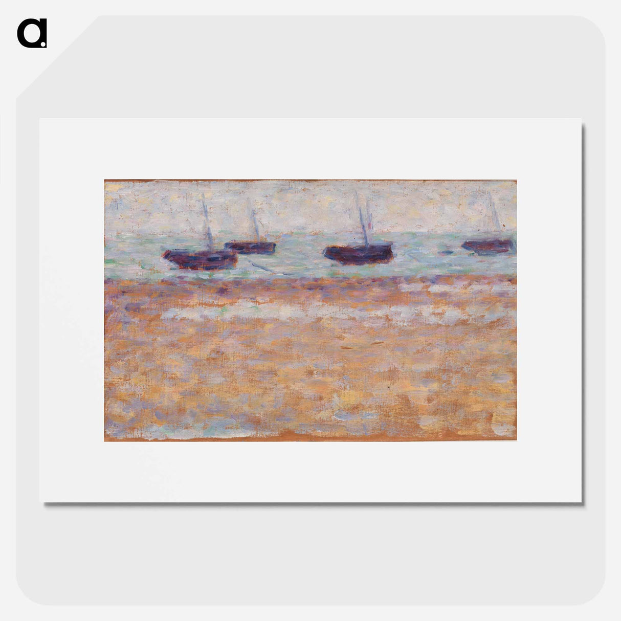Four Boats at Grandcamp - Georges Seurat Poster.