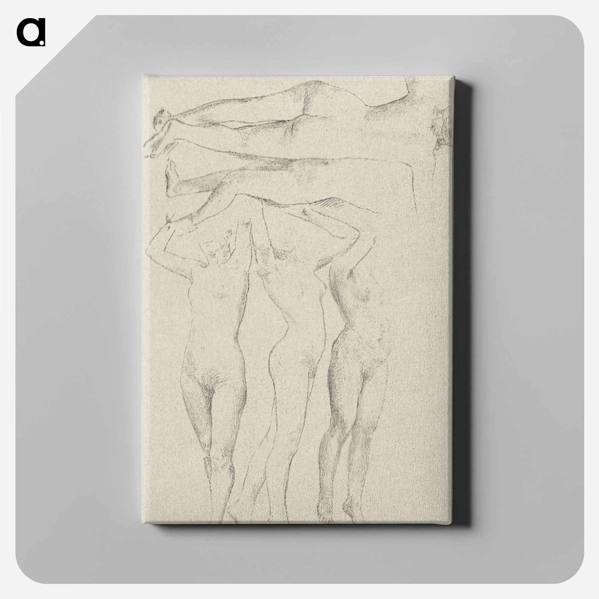 Vijf naaktstudies; drie met opgeheven armen, de andere op de rug gezien - アンリ ファンタン ラトゥール Canvas.