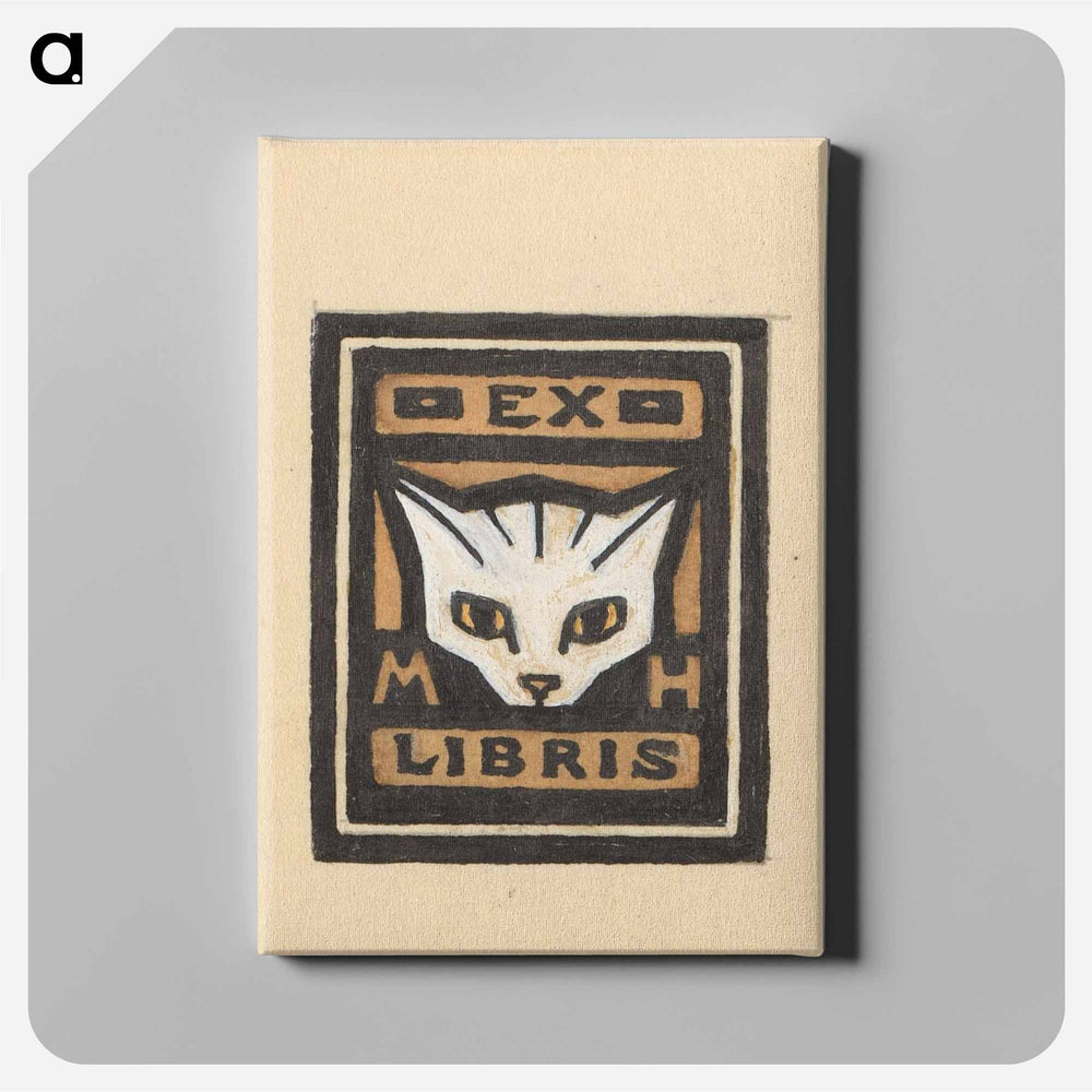 Ontwerp voor een ex libris met de initialen M.H. en de kop van een kat by Julie de Graag - ユリー デ フラーハ Canvas.