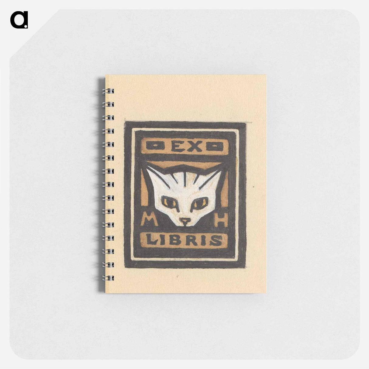 Ontwerp voor een ex libris met de initialen M.H. en de kop van een kat by Julie de Graag - ユリー デ フラーハ Memo.