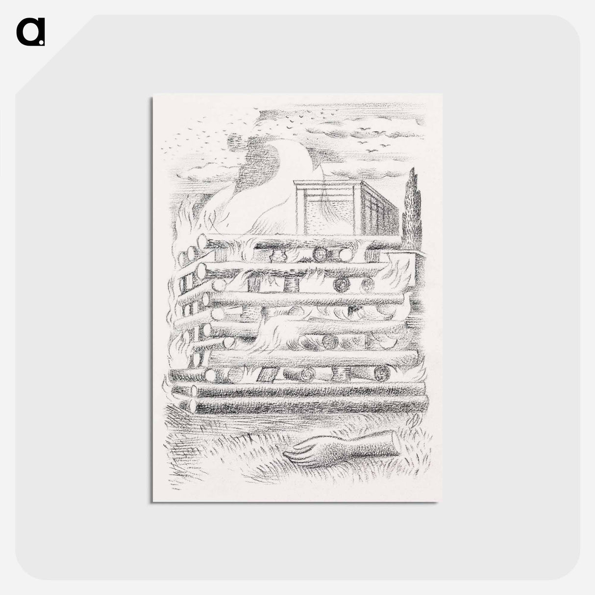 アートポストカード-Design for Urne Buriall–Funeral Pyre - ポール ナッシュ Postcard.