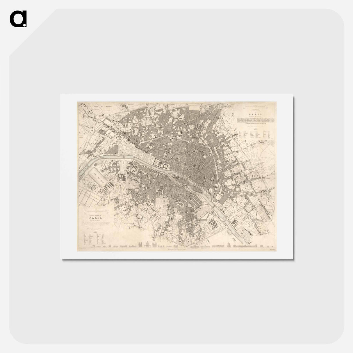 アートポストカード-Eastern division of Paris: containing the Quartiers - アンティーク地図 Postcard.