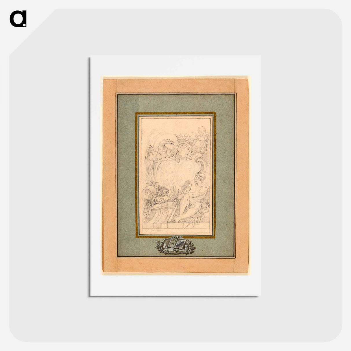 アートポストカード-Armorial Bookplate for Crozat, Baron de Thiers - フランソワ ブーシェ Postcard.