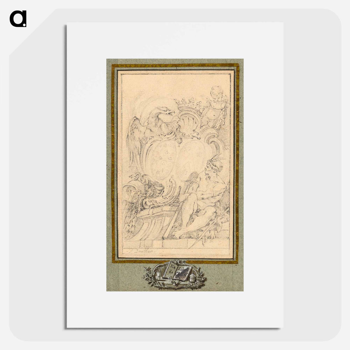 Armorial Bookplate for Crozat, Baron de Thiers - フランソワ ブーシェ Poster.