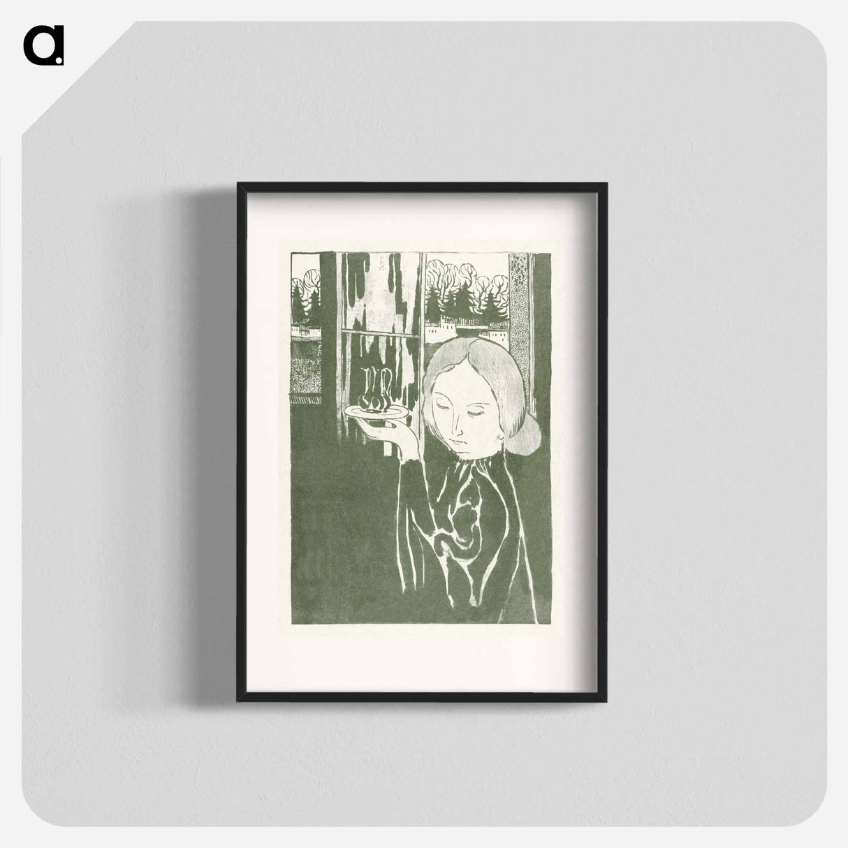 Woman with water jug on tray - モーリス ドニ Poster.