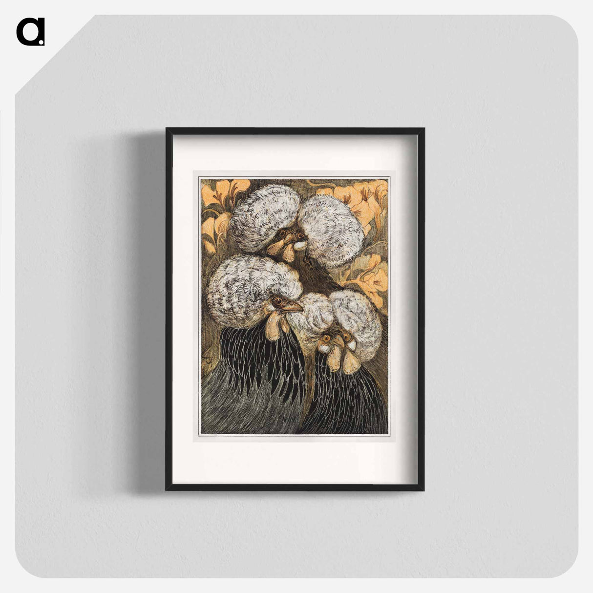 Drie kuifkippen - Theo van Hoytema Poster.