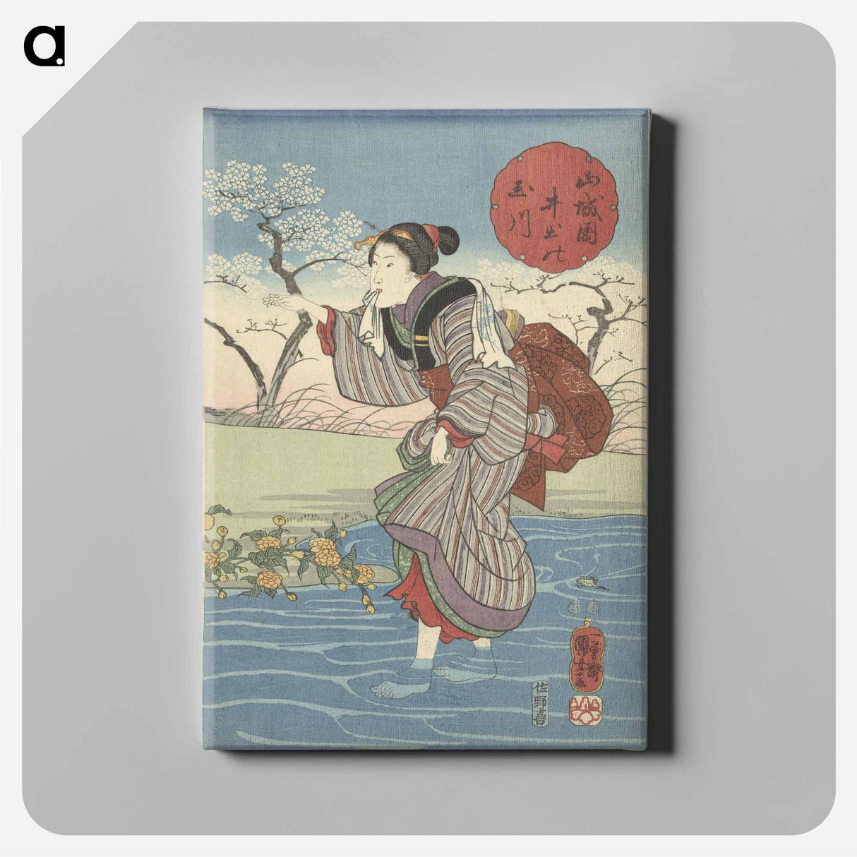 アートパネル-De Ide Tama rivier in de provincie Yamashiro - 歌川 国芳 Canvas.