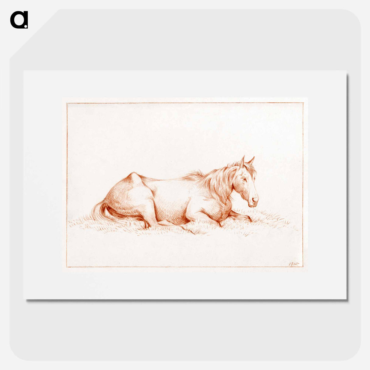 Horse lying in the grass - ジャン ベルナール Poster.