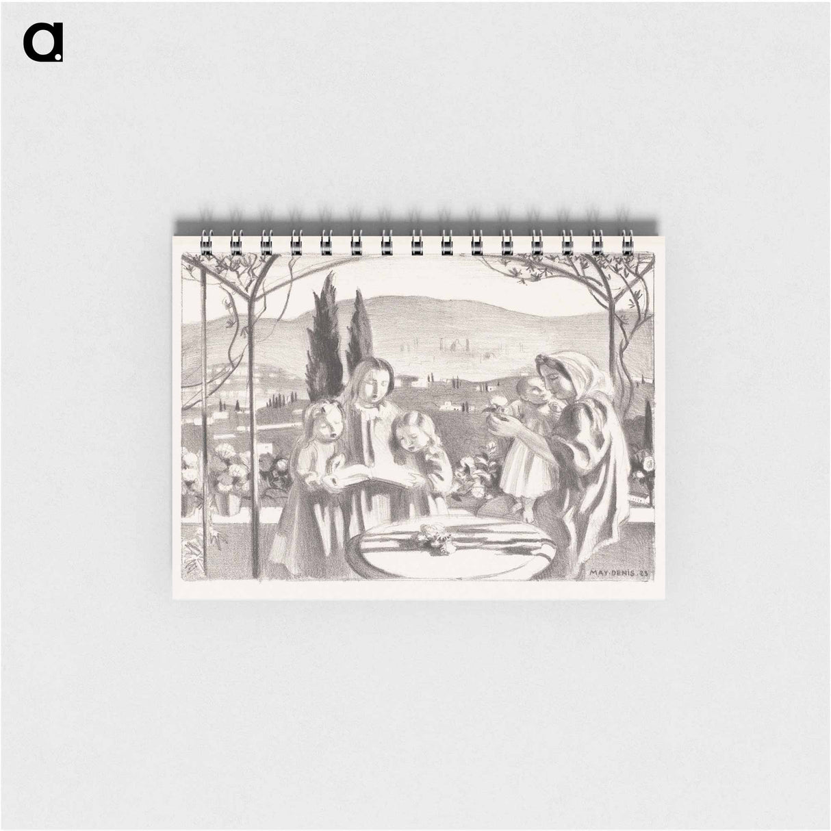 Italian landscape with mother and child and three singing girls - モーリス ドニ Memo.