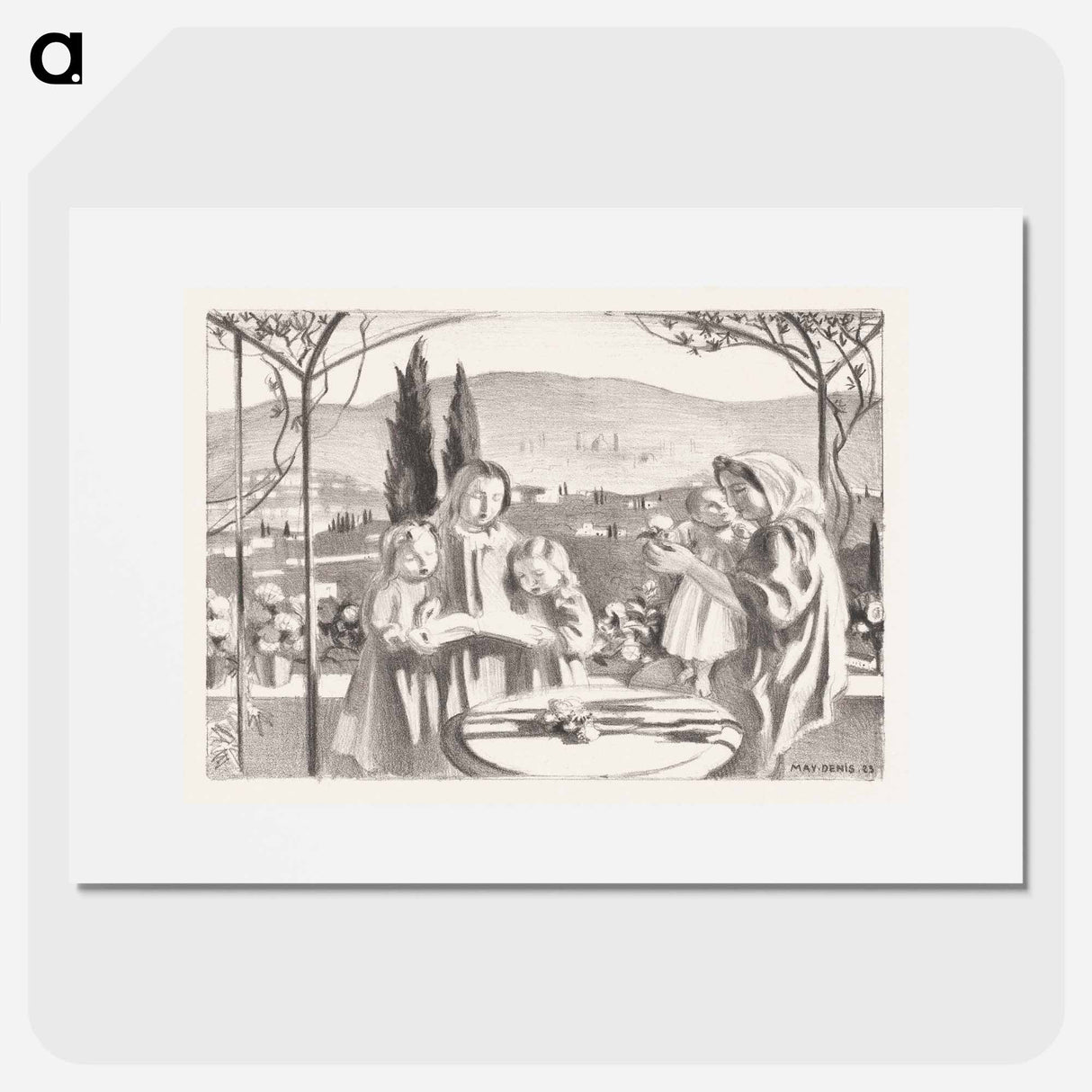 Italian landscape with mother and child and three singing girls - Maurice Denis Poster.