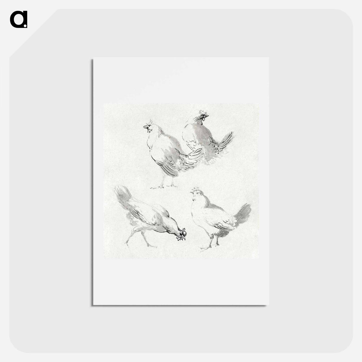 Four chickens - アールト シューマン Postcard.