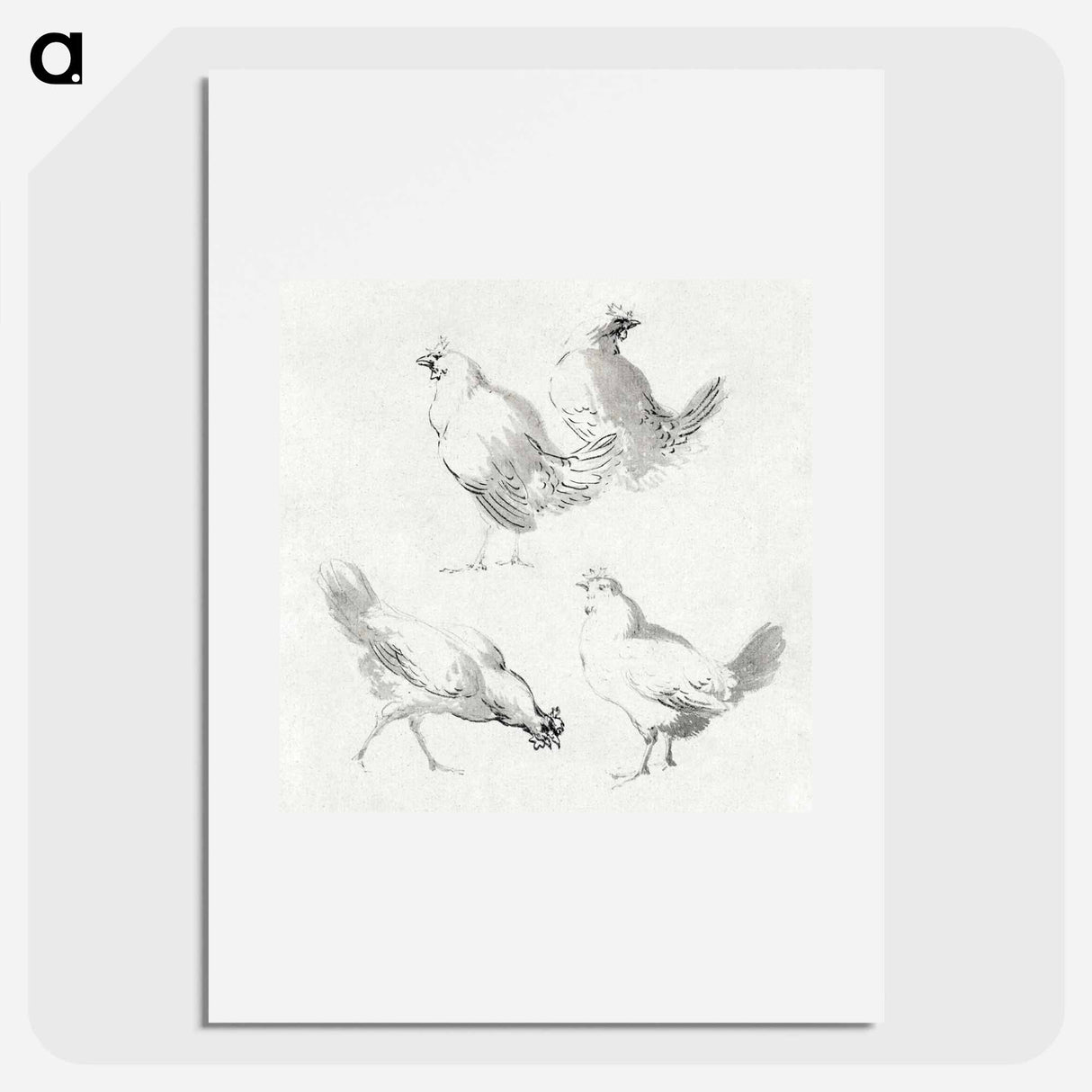 Four chickens - アールト シューマン Poster.