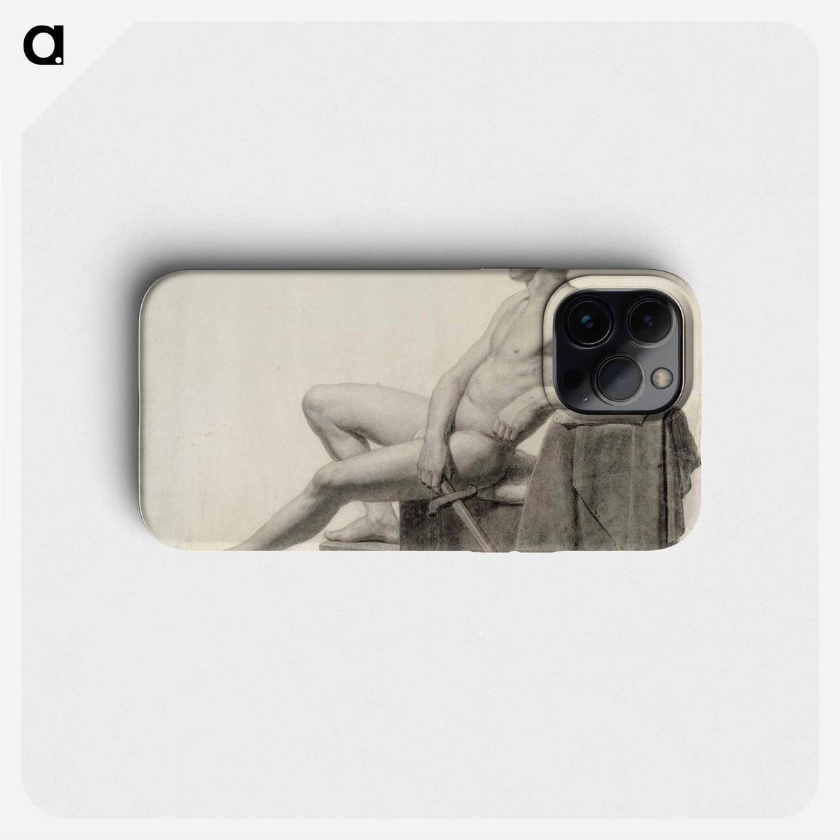 Seated male model holding a sword, academy study - アルバート エーデルフェルト Phone Case.