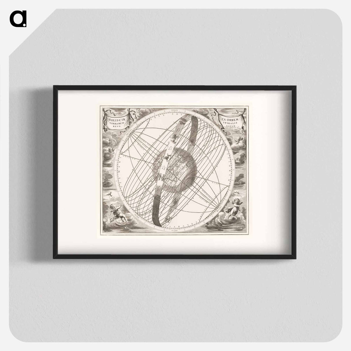 Hemelkaart van de baan van de zon rond de aarde, volgens Ptolemaeus - アンティーク地図 Poster.