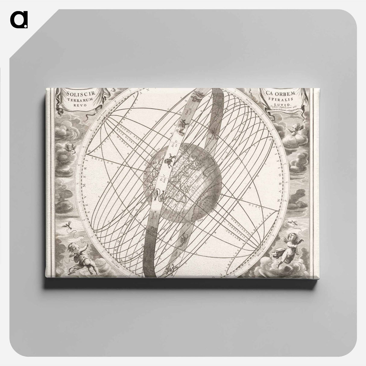 Hemelkaart van de baan van de zon rond de aarde, volgens Ptolemaeus - アンティーク地図 Canvas.