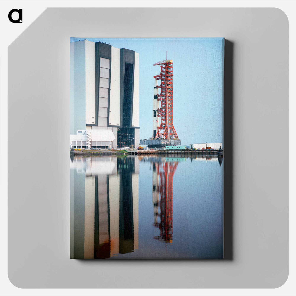 View of Apollo 15 space vehicle leaving VAB to Pad A, Launch Complex 39 - Apollo Moon Landing Canvas.
