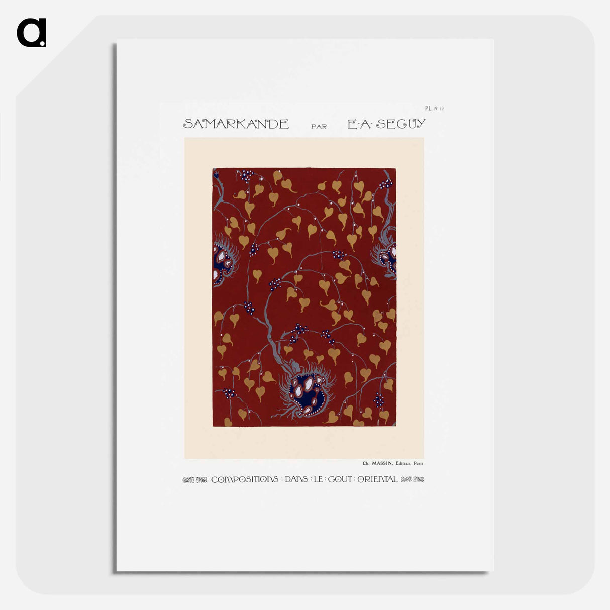 アートポスター-Art Nouveau Flower pattern pochoir print in oriental style - E.A.セギー Poster.