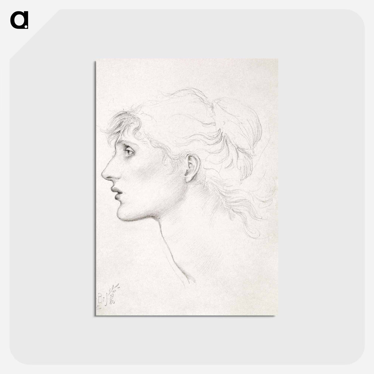 アートポストカード-The Car of Love or Love's Wayfaring - Study of Margaret Drummond - エドワード バーン ジョーンズ Postcard.