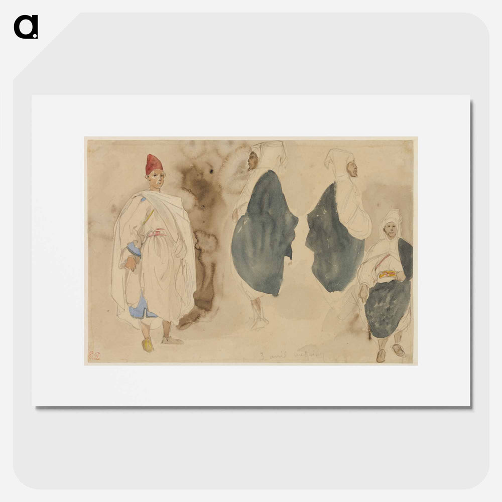 Four Sketches of Arab Men - ウジェーヌ ドラクロワ Poster.