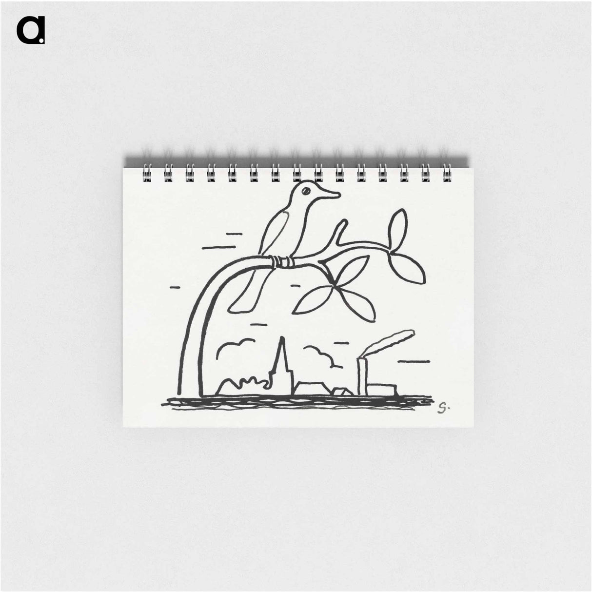アートメモ帳-Bird on a branch - レオ ヘステル Memo.