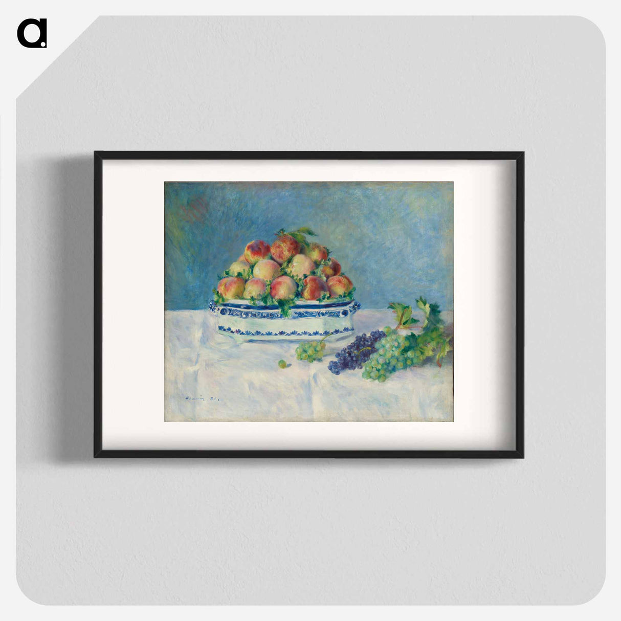 アートポスター-Still Life with Peaches and Grapes - ピエール オーギュスト ルノワール Poster.