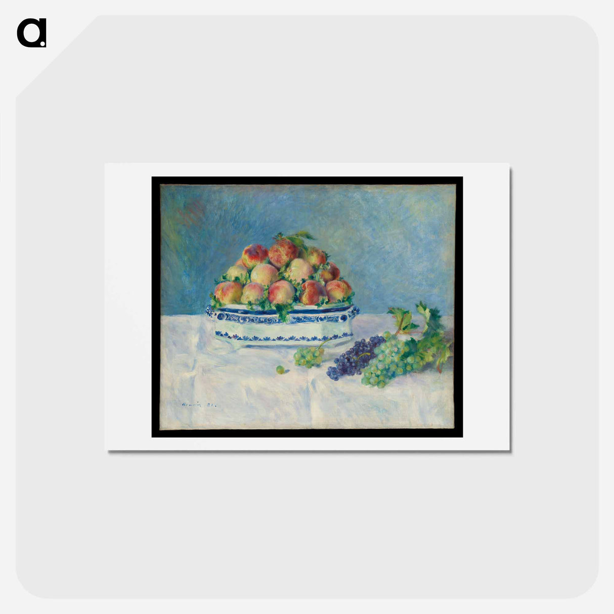 アートポストカード-Still Life with Peaches and Grapes - ピエール オーギュスト ルノワール Postcard.