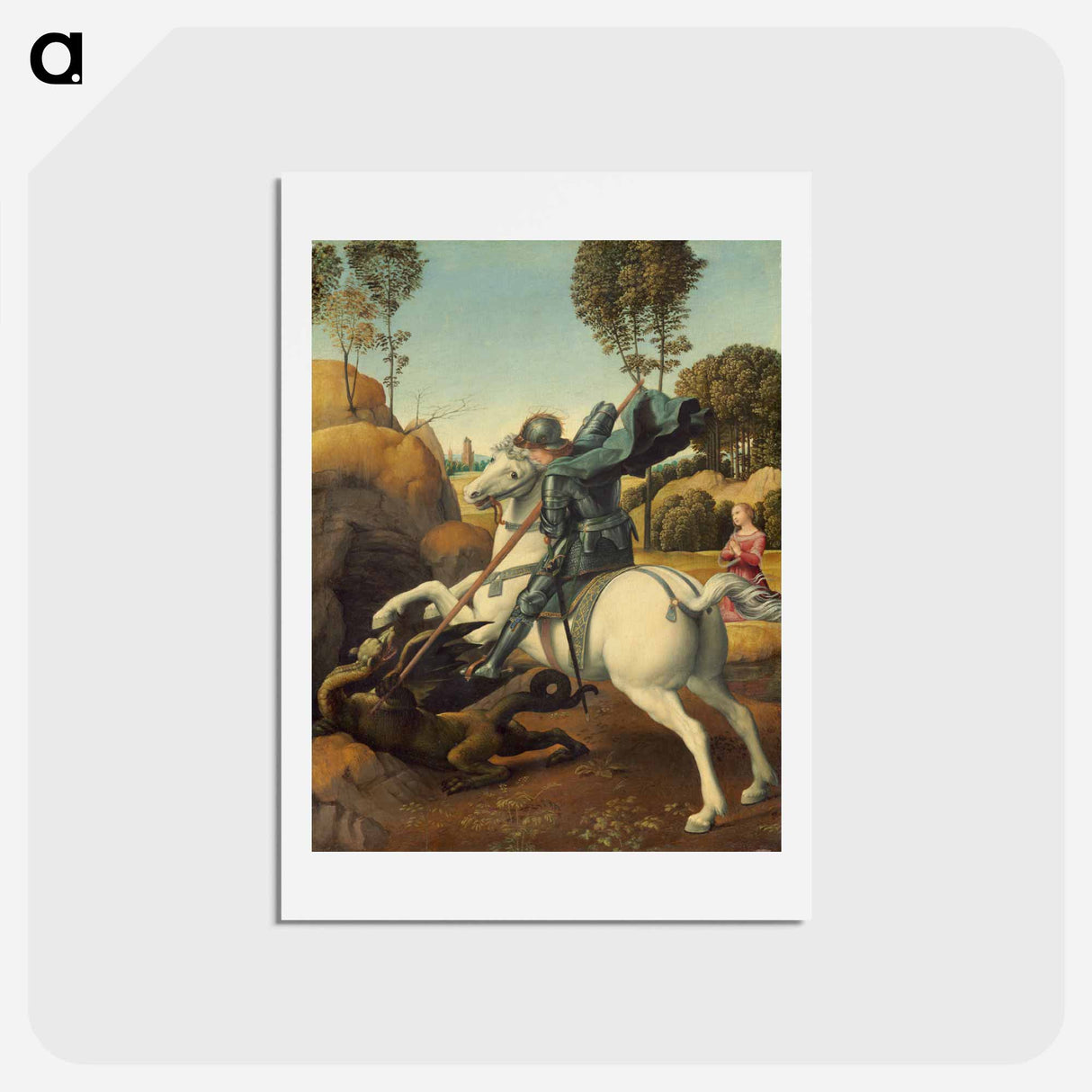 アートポストカード-Raphael's Saint George and the Dragon - ラファエロ サンティ Postcard.