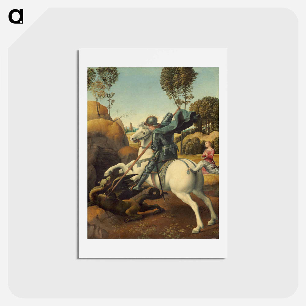 Raphael's Saint George and the Dragon - ラファエロ サンティ Postcard.