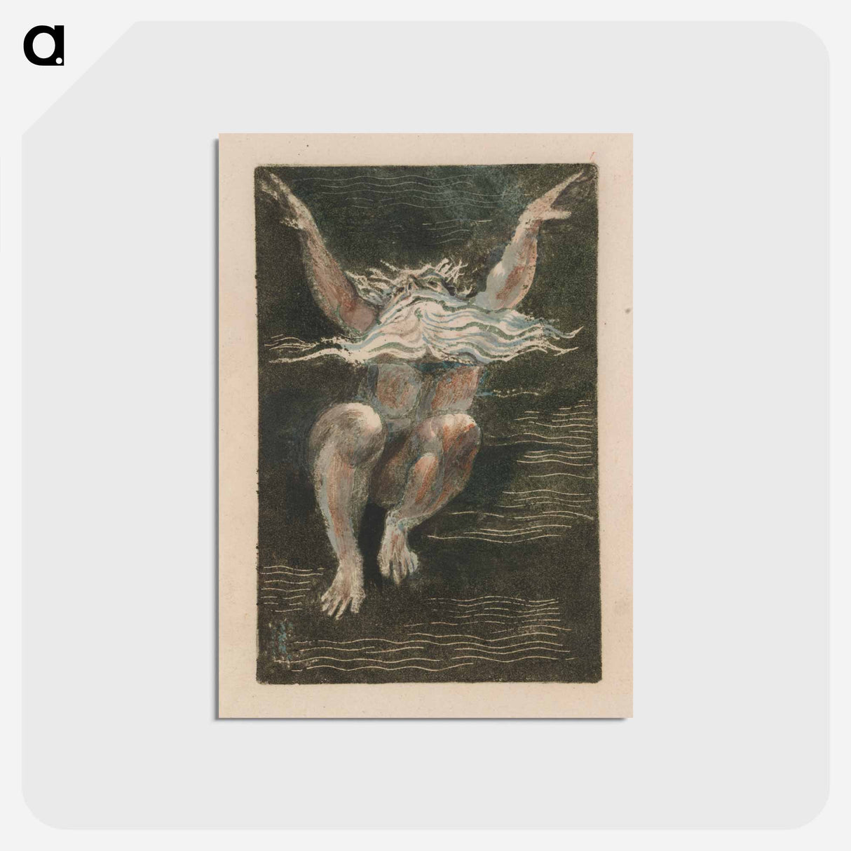 アートポストカード-The First Book of Urizen, Plate 7 (Bentley 12) - ウィリアム ブレイク Postcard.