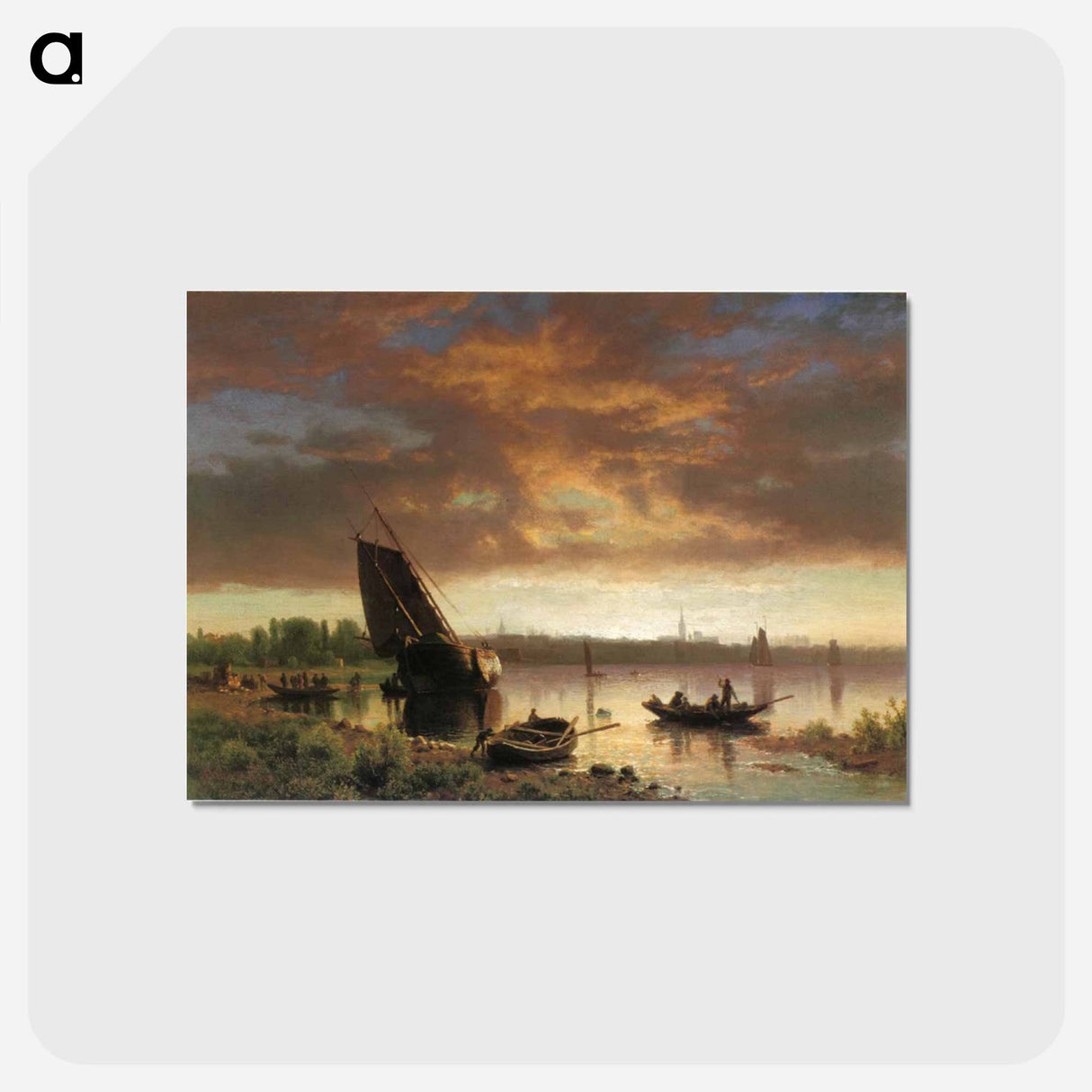 アートポストカード-Harbor Scene - アルバート ビアスタット Postcard.