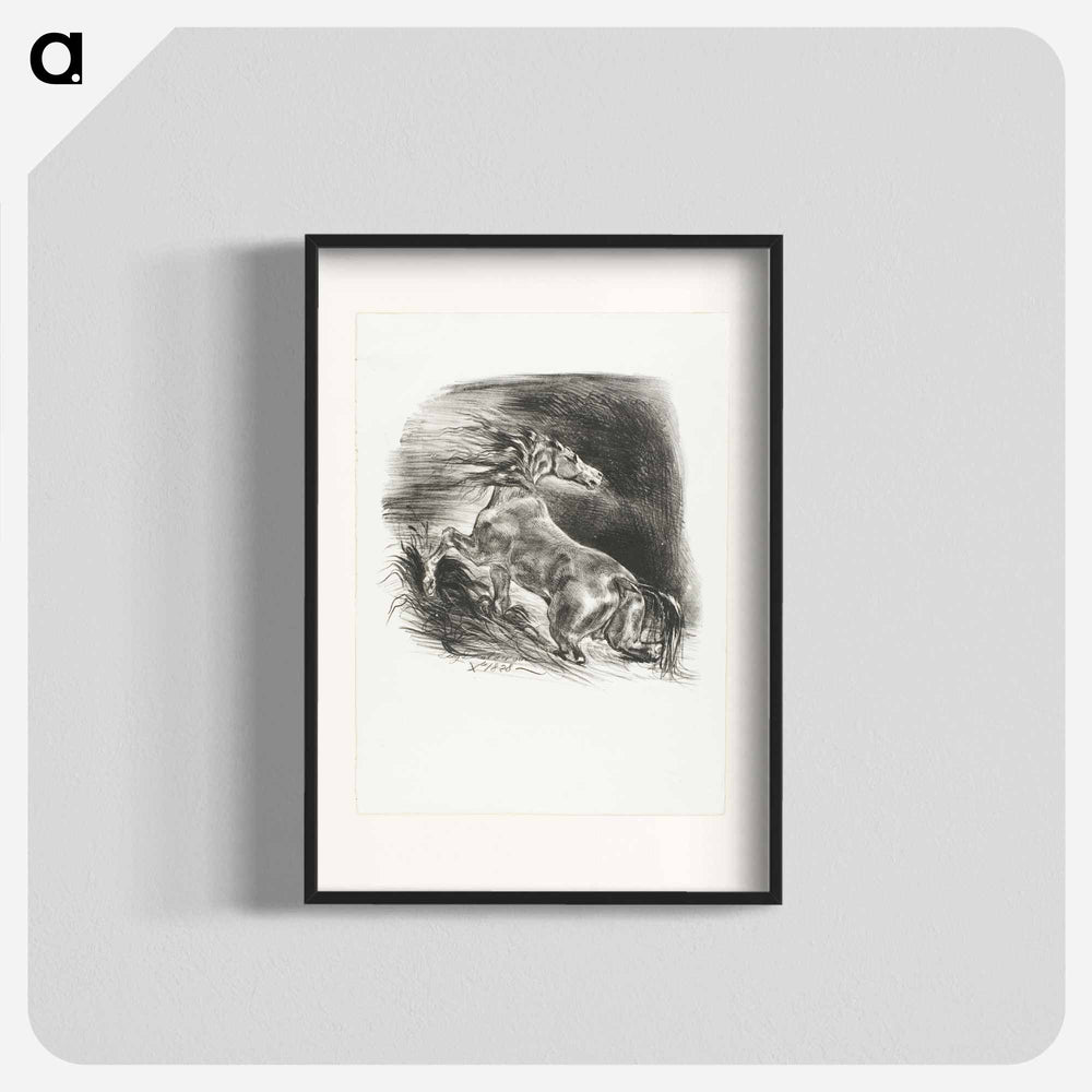 Wild Horse, or Frightened Horse Leaving the Water - ウジェーヌ ドラクロワ Poster.