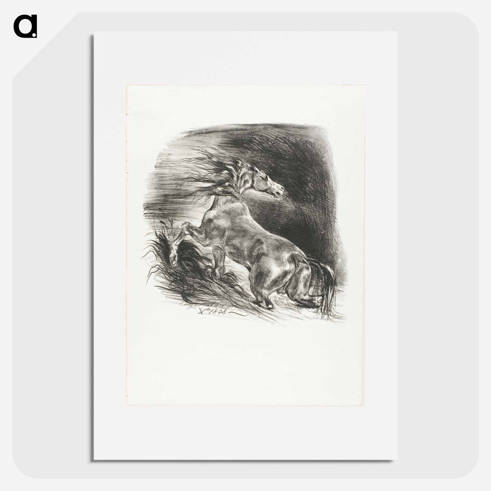 Wild Horse, or Frightened Horse Leaving the Water - ウジェーヌ ドラクロワ Poster.