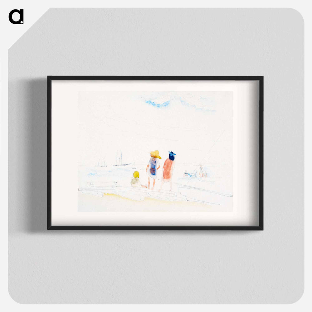Two Women and Child on Beach - チャールズ デムス Poster.