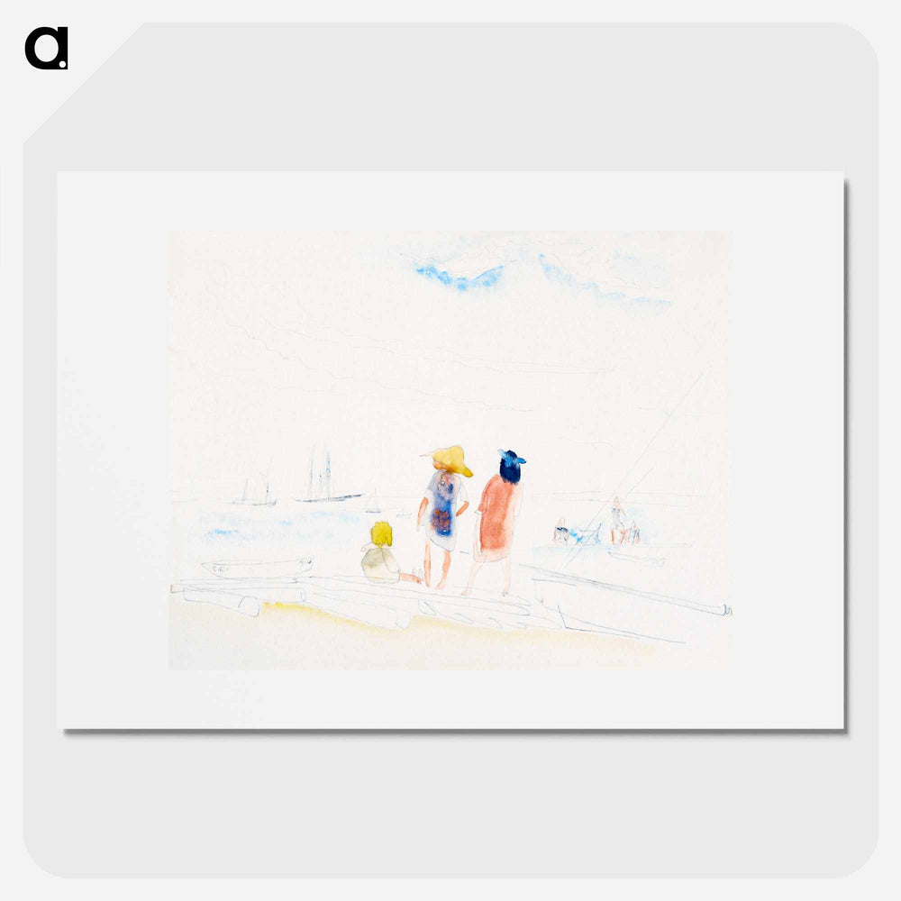 Two Women and Child on Beach - チャールズ デムス Poster.