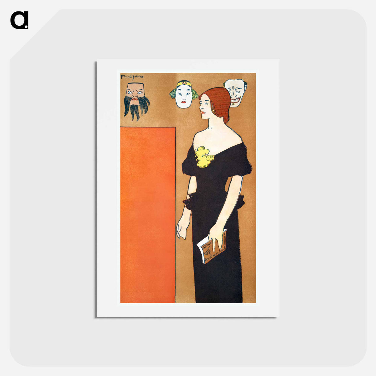 アートポストカード-Woman in black dress - エドワード ペンフィールド Postcard.