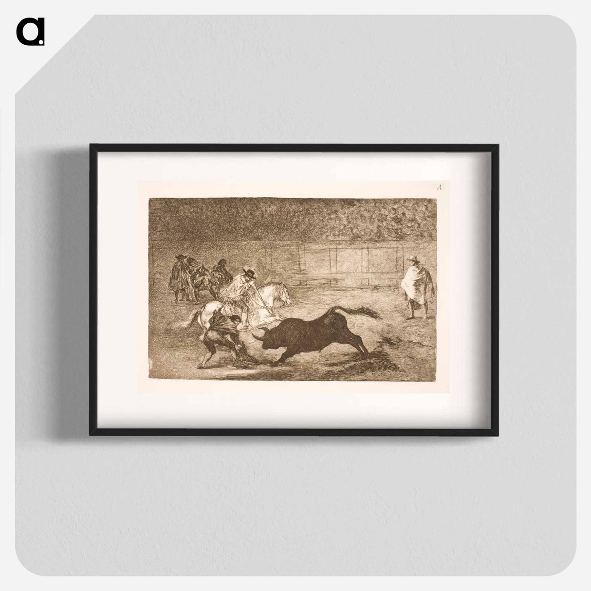 A Spanish rider breaks short spears with the help of his seconds - フランシスコ デ ゴヤ Poster.