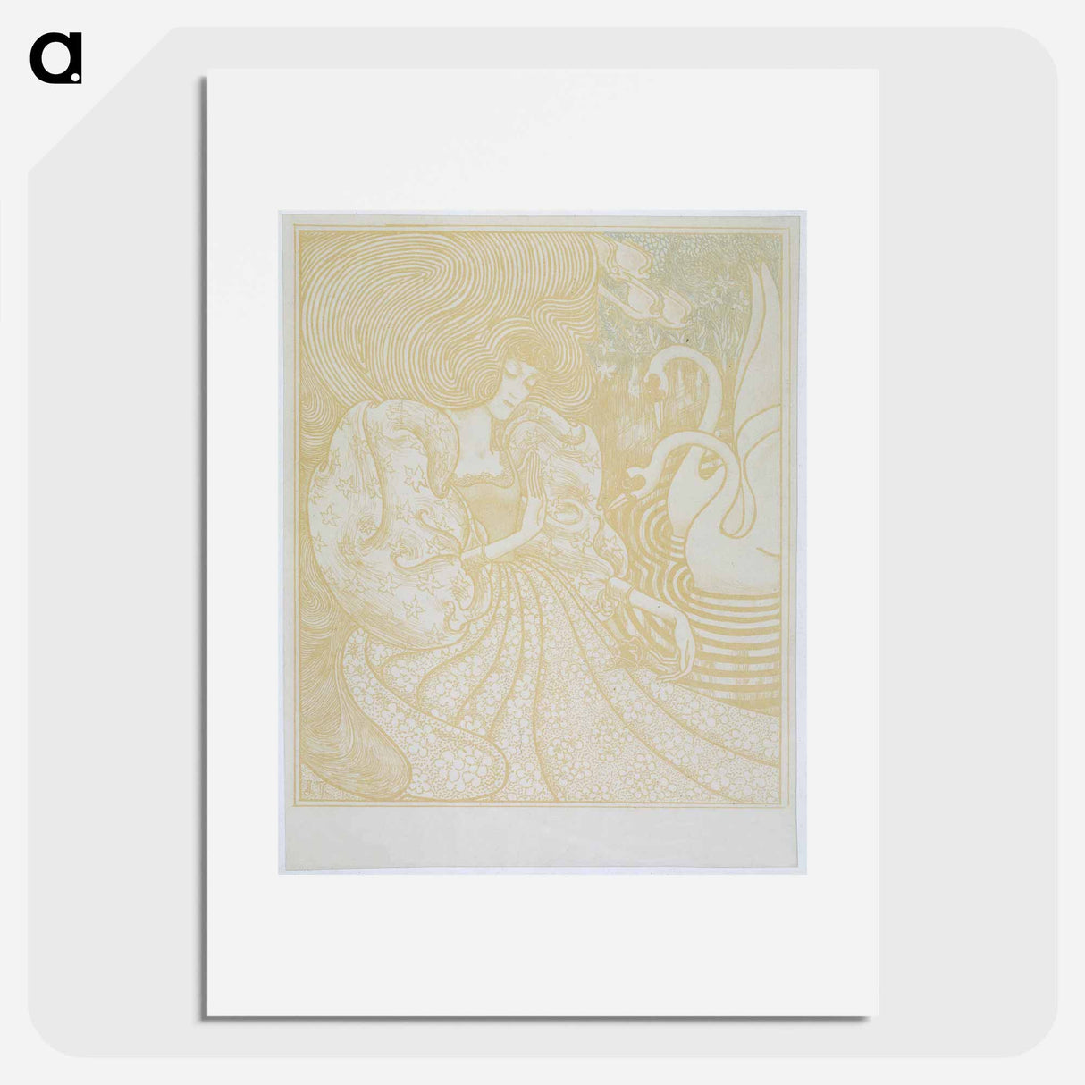 Woman with a Butterfly at a Pond with Two Swans - Jan Toorop Poster.