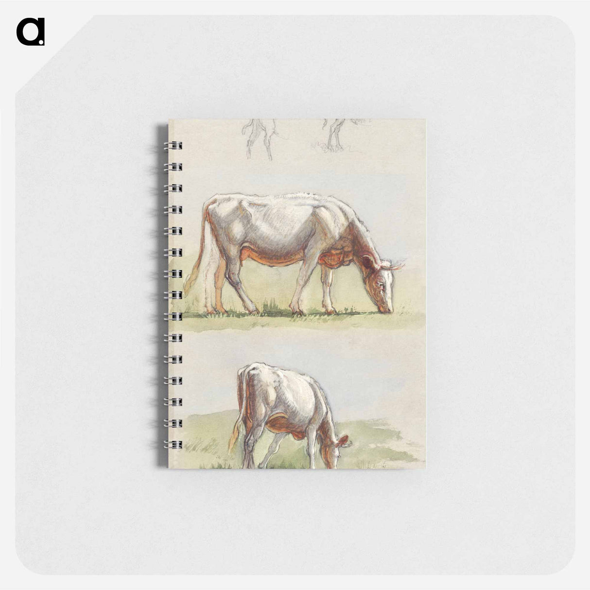 アートメモ帳-Cattle, Two Grazing Cows and the Backs of Calves - サミュエル コールマン Memo.