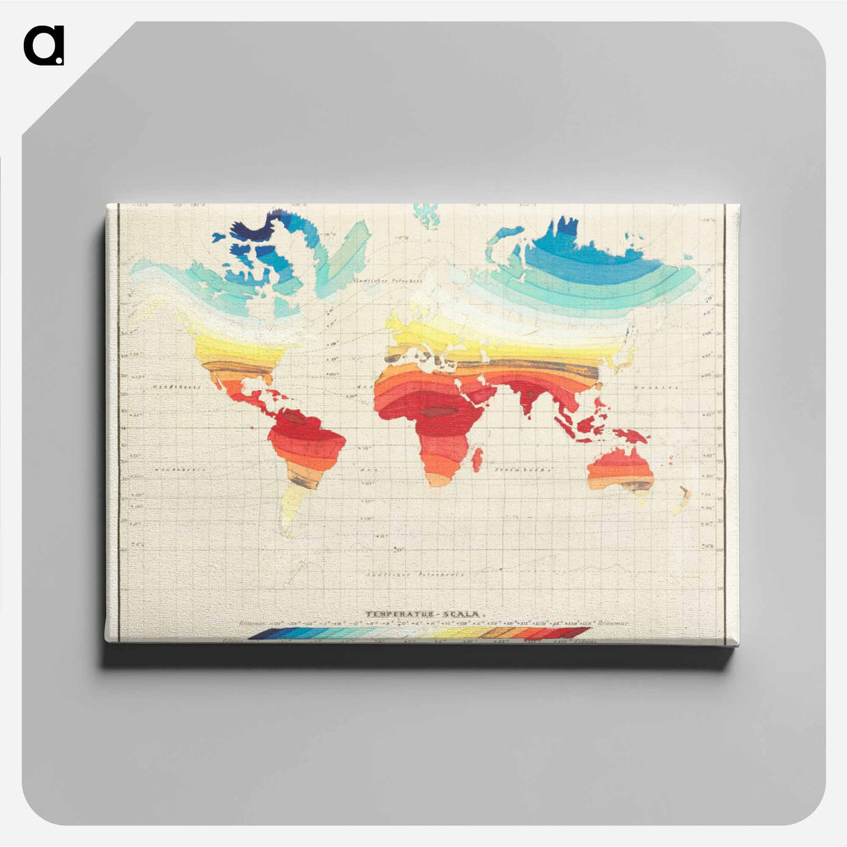 Geographische Naturkunde oder Grundzüge einer Allgemeinen Naturgeschichte der drei Reiche, mit physiognomischer Schilderung der Erdoberfläche - アンティーク地図 Canvas.