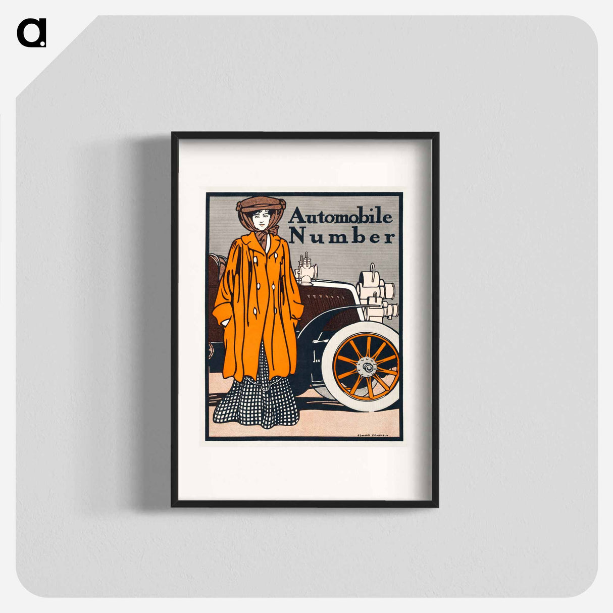 Woman and a vintage car - Edward Penfield Poster.