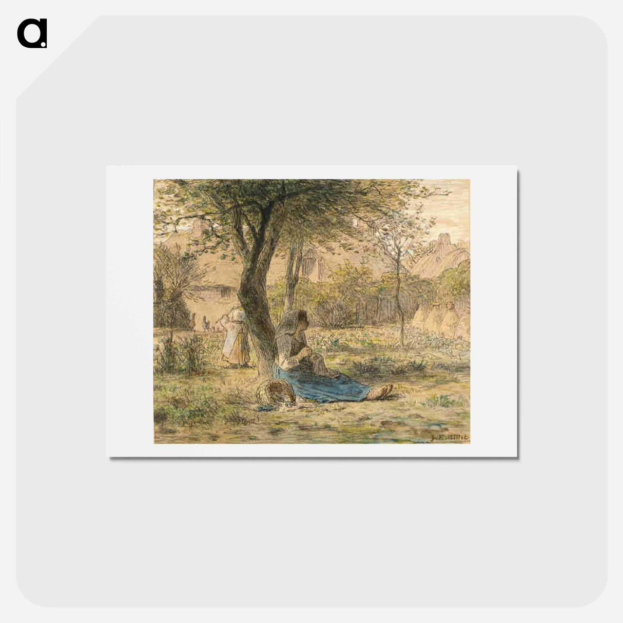 アートポストカード-In the garden - ジャン フランソワ ミレー Postcard.