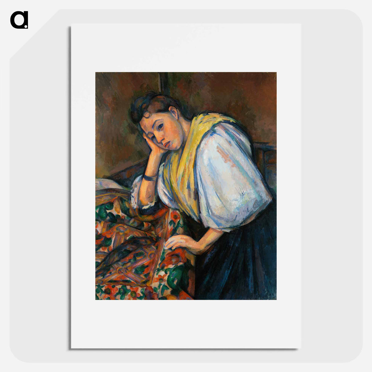 Young Italian Woman at a Table - Paul Cezanne Poster.
