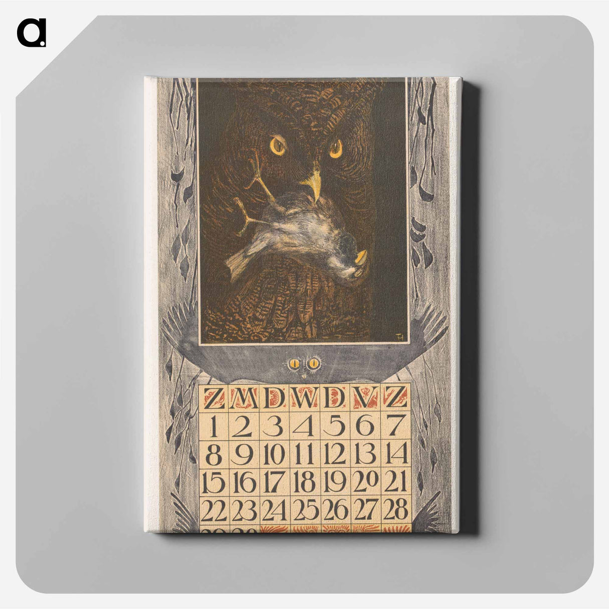 Kalenderblad november met uil en mus - テオ ヴァン ホイテマ Canvas.