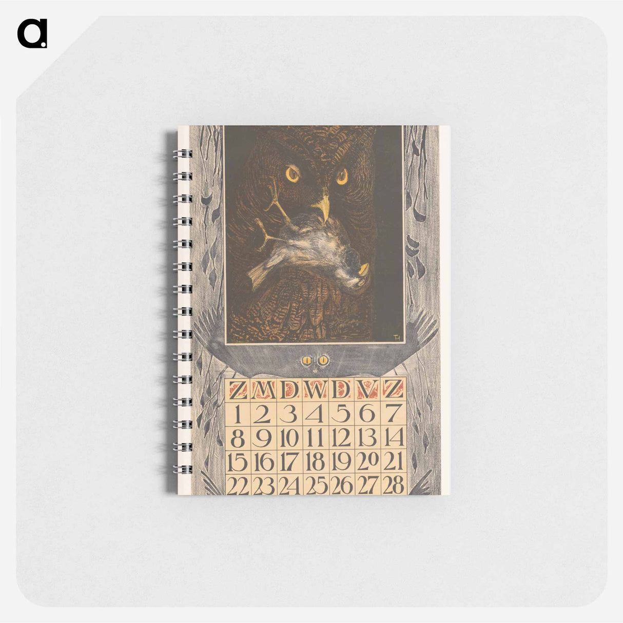 Kalenderblad november met uil en mus - テオ ヴァン ホイテマ Memo.