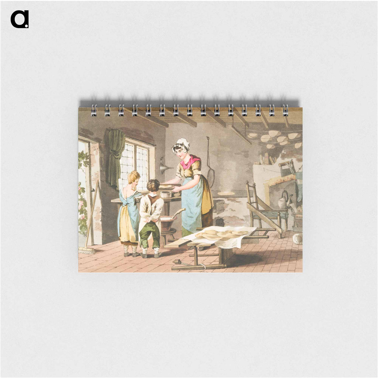 Illustration of woman making oat cakes - 19世紀のヨークシャー Memo.