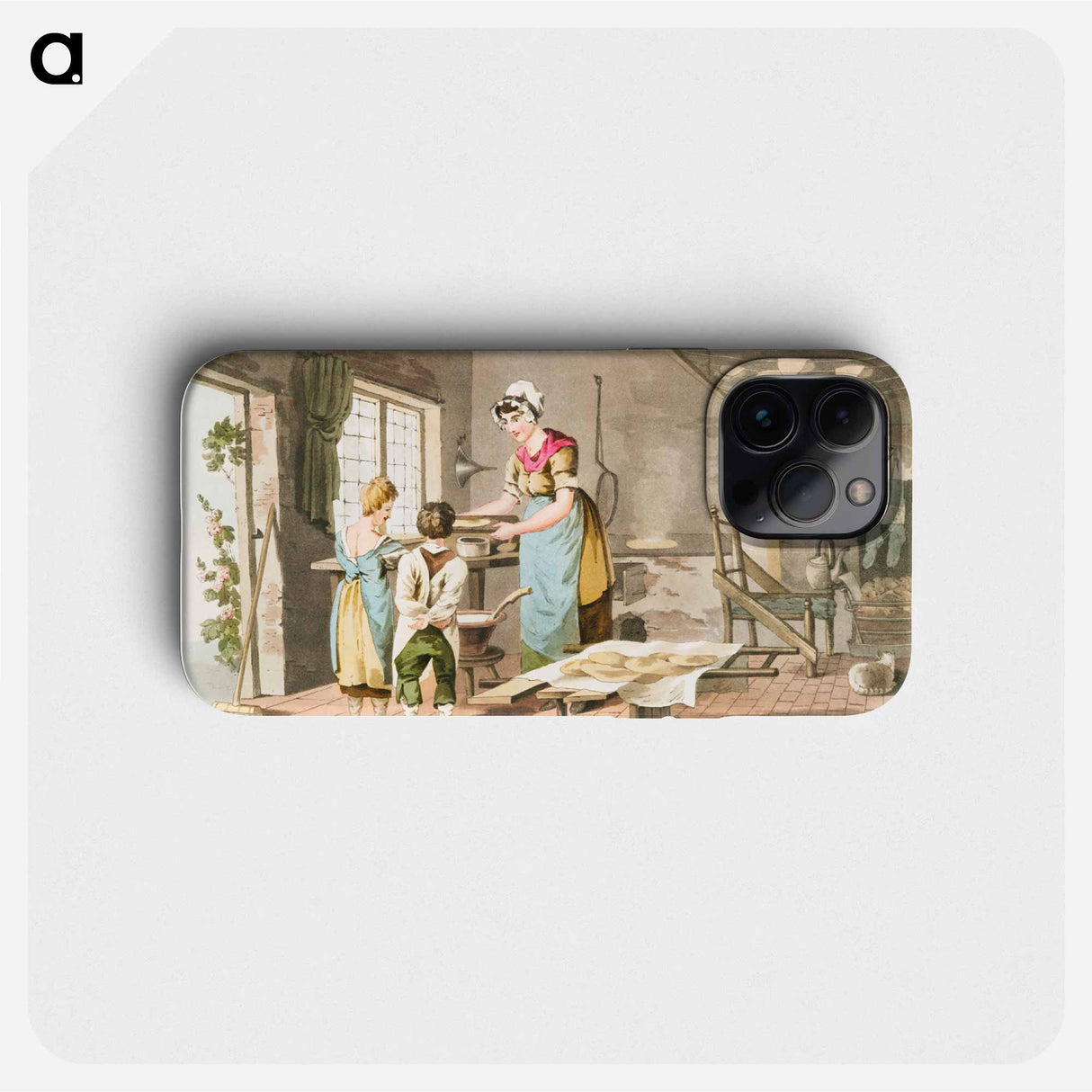 Illustration of woman making oat cakes - 19世紀のヨークシャー Phone Case.