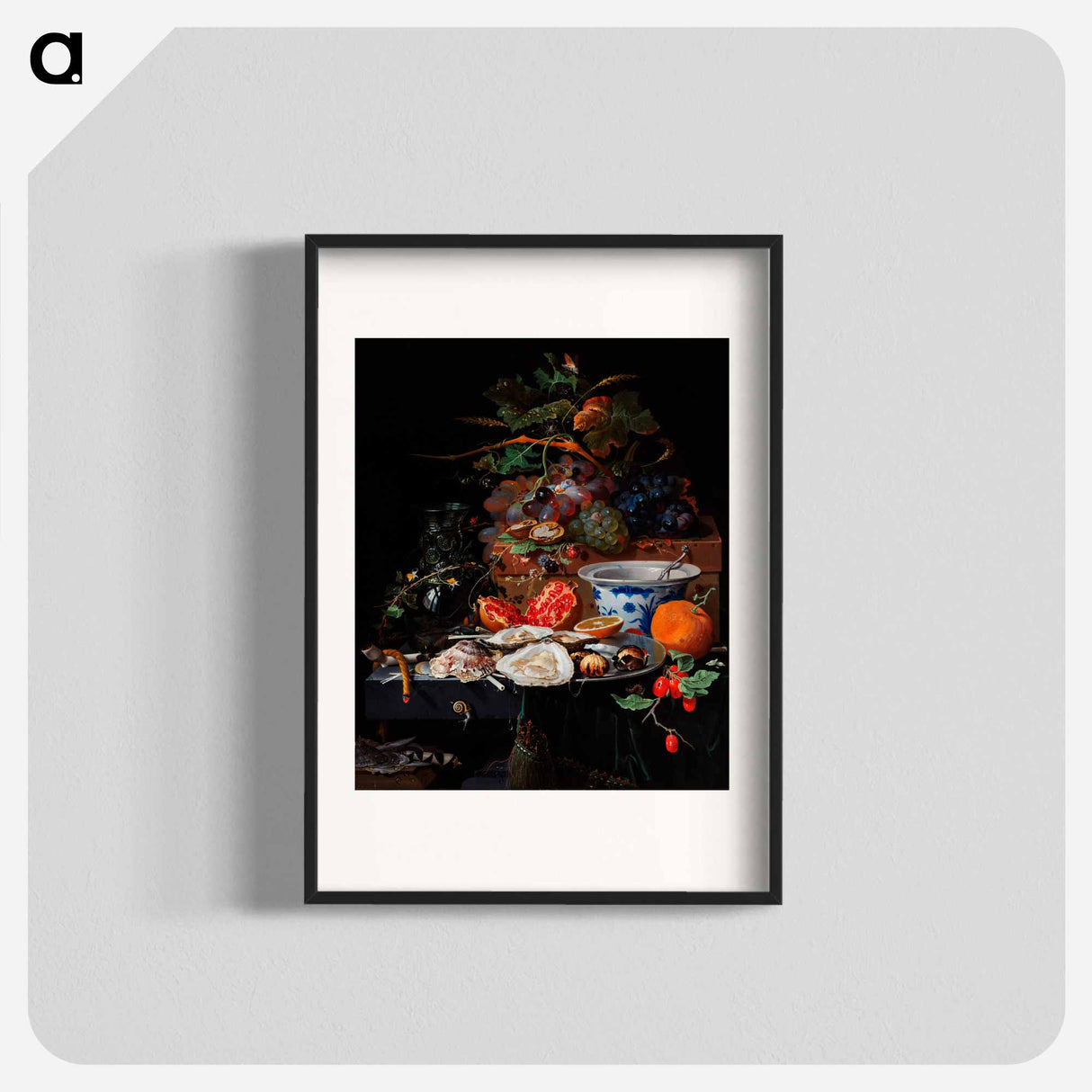 Fruits and oysters - エイブラハム ミニョン Poster.