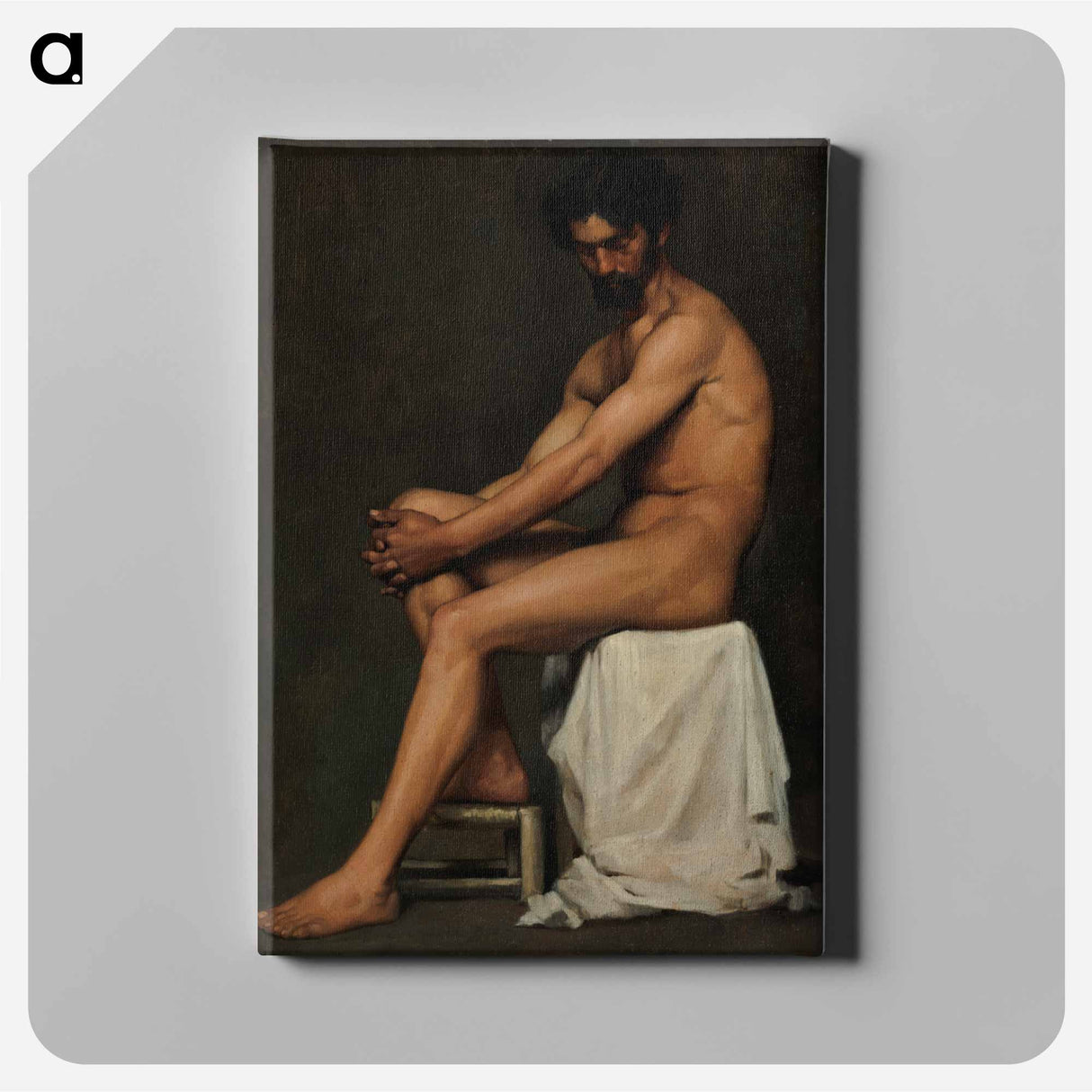 Seated man, academy study - アルバート エーデルフェルト Canvas.
