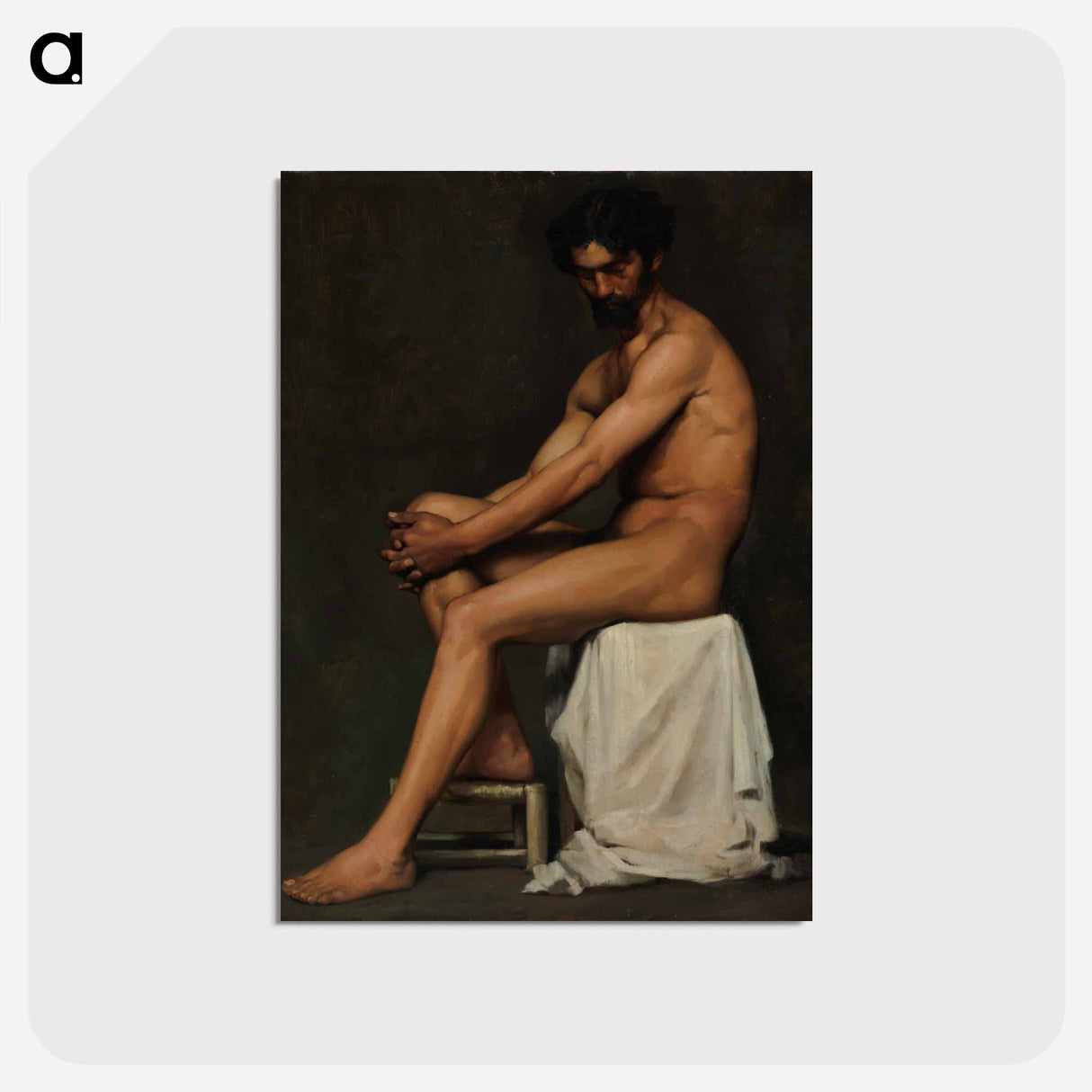 Seated man, academy study - アルバート エーデルフェルト Postcard.